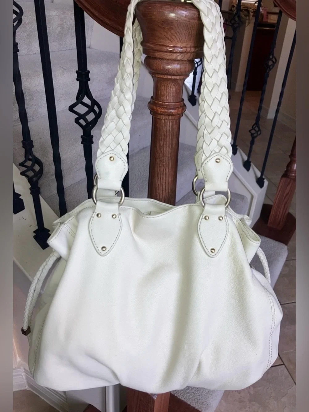 Michael Kors Leather Cream Hobo Bag